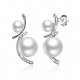 Earrings, imitation Pearl Drop Silver Wedding