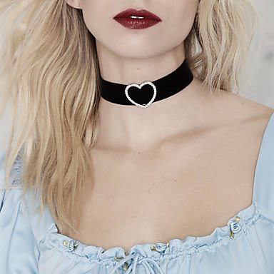 Women collar necklace, necklaces, tattoos collar, imitation diamond heart, love, luxury, tattoo style necklace jewelry cute blac