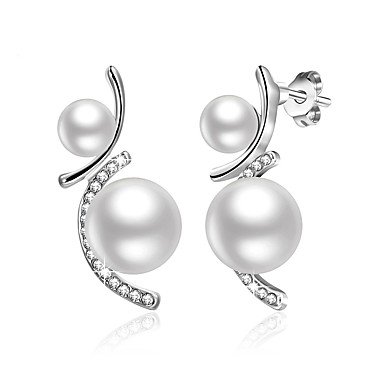 Earrings, imitation Pearl Drop Silver Wedding