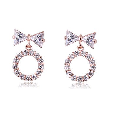 Female zircon earrings hollow bow lady beauty fashion elegant earrings jewelry