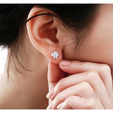 Female zircon earrings, zircon, zircon fashion red, blue, titanium steel wedding party